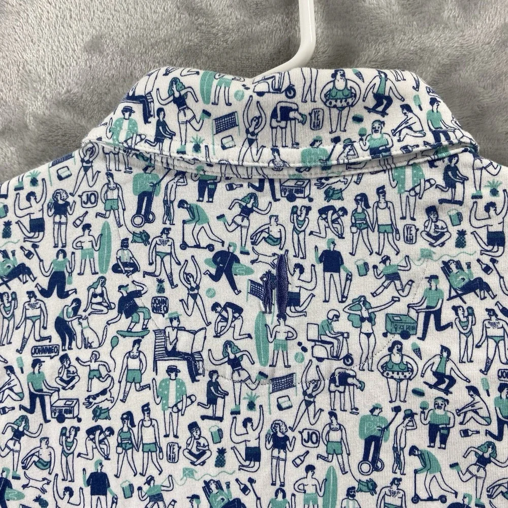 Johnnie-O Shirt men's Medium Polo Golf Pullover Beach Beer Surf Skater AOP Print